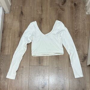 Women's White Long Sleeve Crop Top